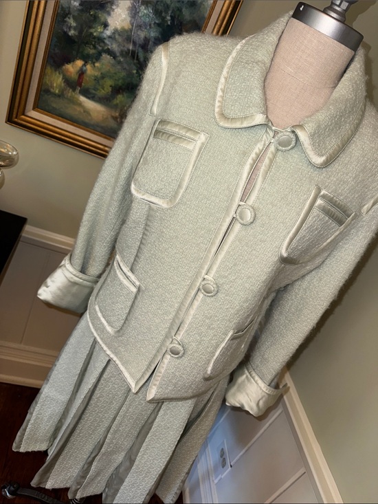 Carlisle Jackets & Blazers - Vintage Carlisle Mint Green Two-Piece Suit Coat Jacket Skirt Set US 14 UK 16